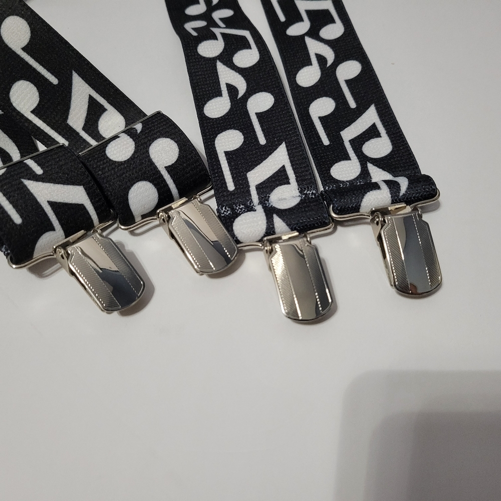 Men's Bold Musical Notes 48" Long 1.5" Adjustable Suspenders Made in USA - Picture 6 of 7